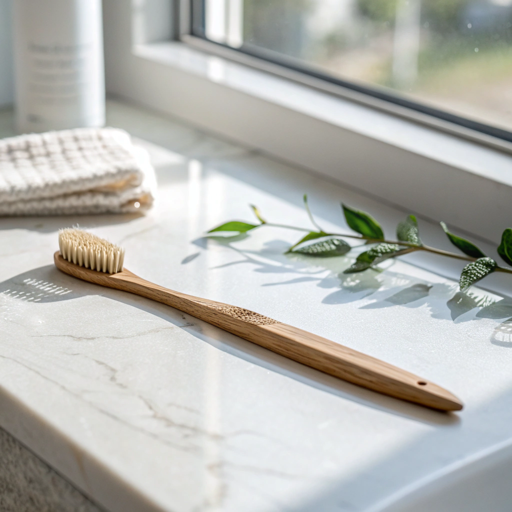 Natural Moso bamboo brush handle texture and grain